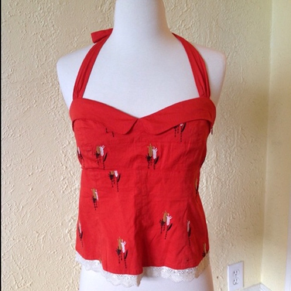 Anthropologie Floreat Emmer Corset Halter Top 14 L